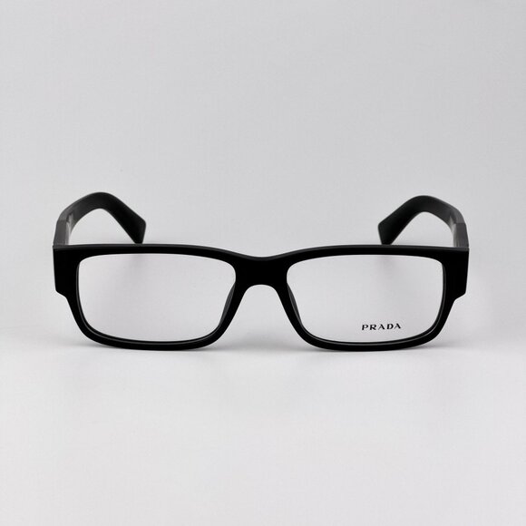Prada PRB09V Eyeglasses – Matte Black Rectangle Frame | Model 12P1O1 - Picture 1 of 9